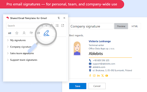 Shared Email Templates & Signatures for Gmail screenshot