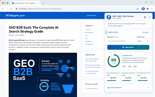SEO / AEO / GEO Checker by PPCBlogPro screenshot