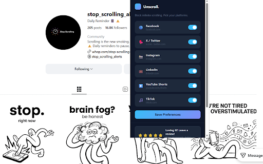 Unscroll: Block Infinite Feed Scrolling screenshot
