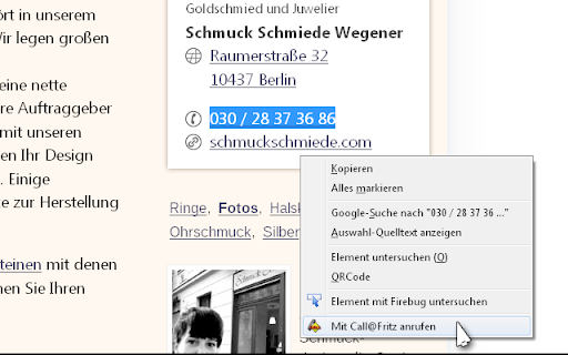 Call a Number via Fritz!Box screenshot