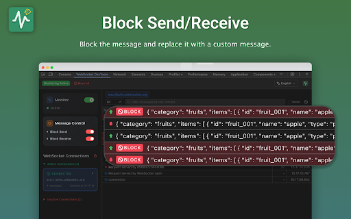 WebSocket DevTools screenshot