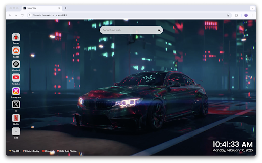 BMW M4 Night Live Wallpaper New Tab screenshot