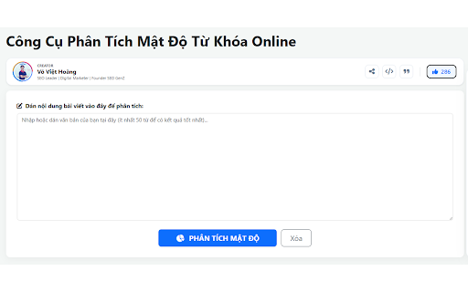 Công Cụ Phân Tích Mật Độ Từ Khóa - Võ Việt Hoàng SEO screenshot