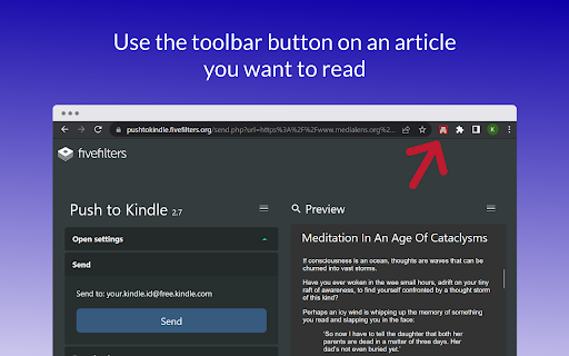 Push to Kindle screenshot