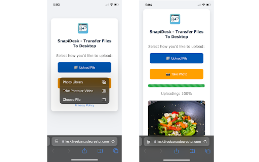 SnapiDesk: Instant Mobile-to-Desktop photos & file Transfers screenshot