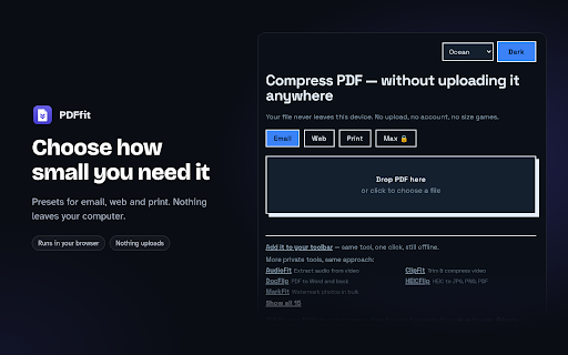 Compress PDF — No Upload, Private | PDFfit screenshot