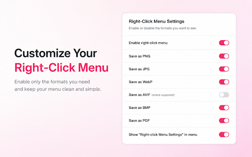 Save Image as PNG, JPG, WebP, BMP, AVIF, PDF screenshot