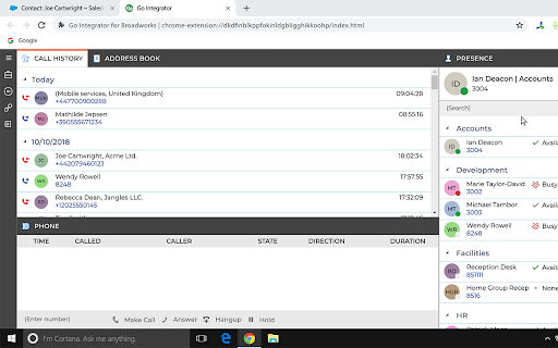 CRM Integrator for Hosted Telephony screenshot