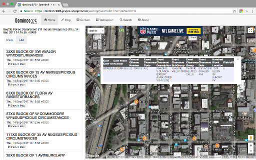 Seattle 911 Dispatch Incidents Monitor screenshot
