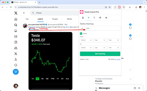 Export Tweets from User, Hashtag, and Search Term screenshot