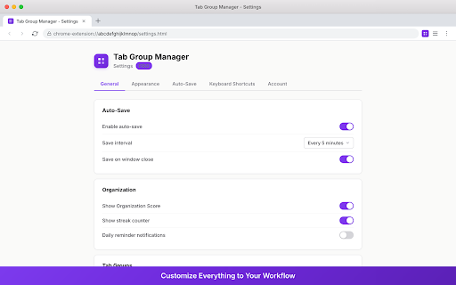 Tab Group Manager by Zovo - Save Groups Across Sessions screenshot