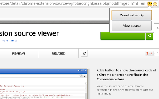 Chrome extension source viewer screenshot