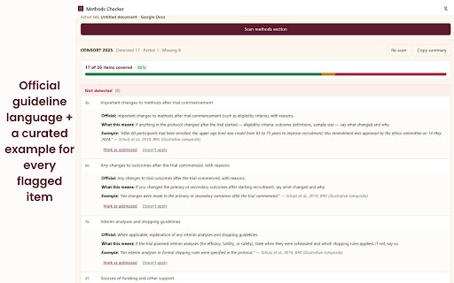 Methods Section Sanity Checker screenshot