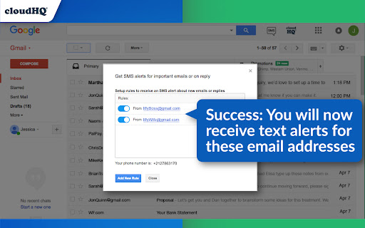 Mobile Text Alerts for Gmail™ by cloudHQ screenshot