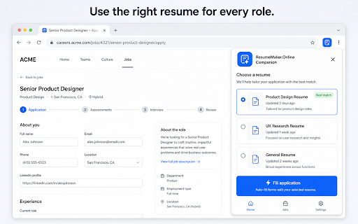 ResumeMaker.Online Companion screenshot
