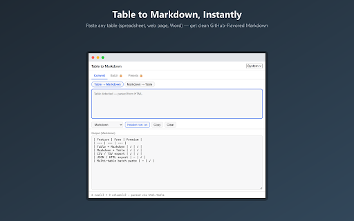 Table to Markdown: Paste & Convert screenshot
