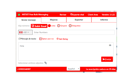 METJET Free Bulk Messaging screenshot