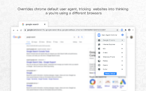 User Agent Switcher screenshot