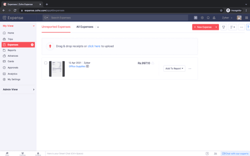 Zoho Expense screenshot