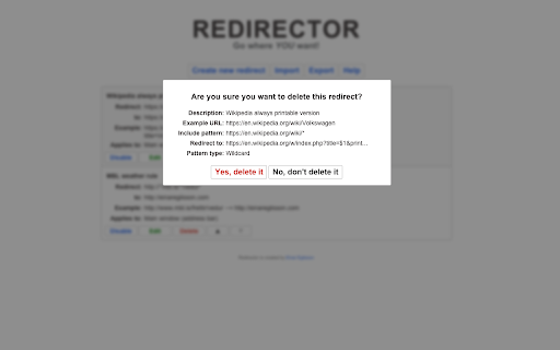 Redirector screenshot