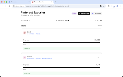 Pinterest Exporter screenshot