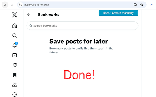 Twitter Remove All Bookmarks screenshot