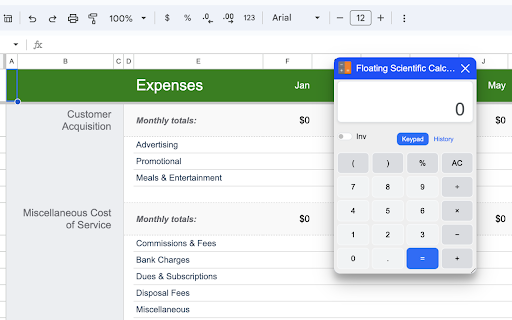 Floating Scientific Calculator screenshot