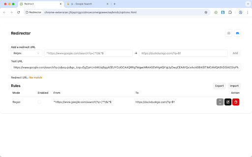 Redirector screenshot