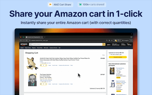AMZ Cart Share: Share your Amazon cart in 1 click screenshot