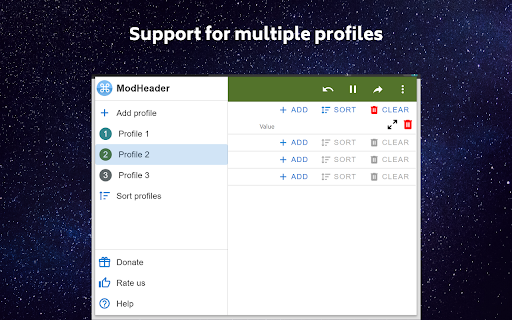 ModHeader - Modify HTTP headers screenshot