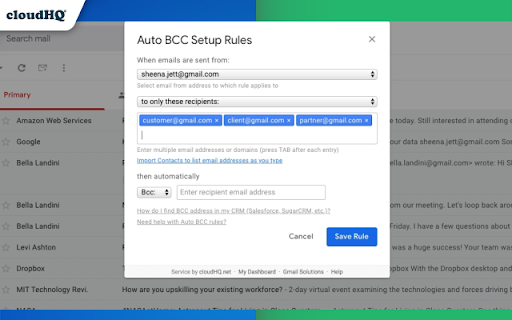 Auto BCC for Gmail™ by cloudHQ screenshot