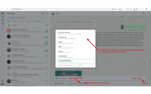 Reply Wizard: AI Replies, Voice to Text & Summaries for WhatsApp Web screenshot