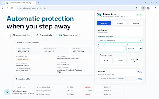 Privacy Screen - Automatic Webpage Blur & Screen Shield screenshot