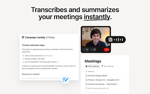 Notion Meetings Add-on screenshot
