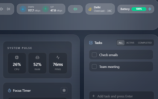 Pro Dashboard New Tab screenshot