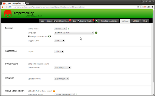 Tampermonkey BETA screenshot