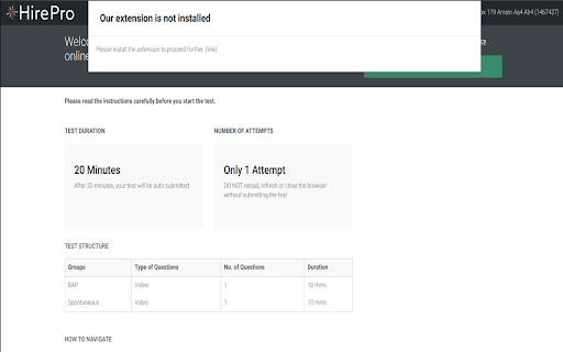 HirePro Assessment screenshot
