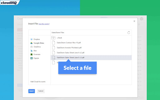 Share and attach files in Gmail™ by cloudHQ screenshot
