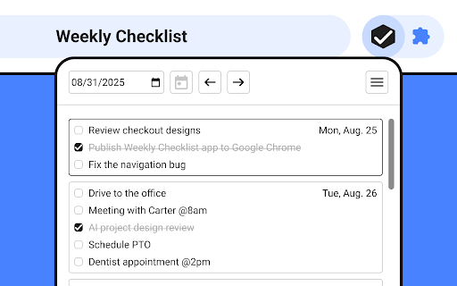 Weekly Checklist screenshot