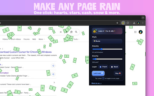 Make it Rain - Emoji & Confetti Rain on Websites screenshot