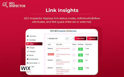 WIX SEO Inspector & Extension screenshot