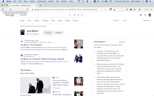 CG - Claude™ on google™ screenshot