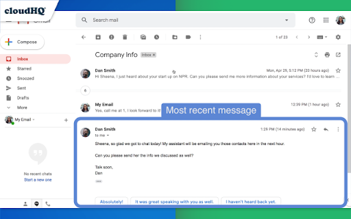Conversation Thread Reversal for Gmail™ by cloudHQ screenshot