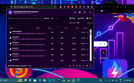 SparkVault Network Inspector screenshot