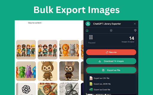 ChatGPT Library Exporter - Download ChatGPT Image Data screenshot