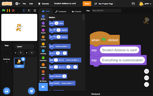Scratch Addons screenshot