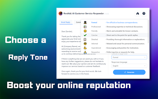 AI Response Generator for Email Review Reply screenshot