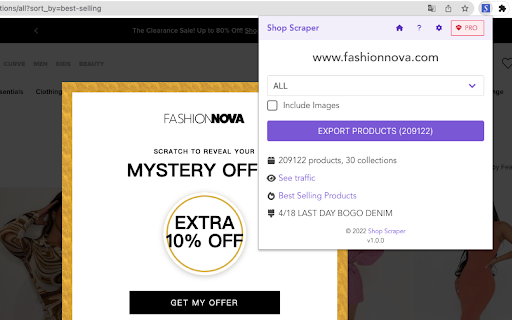 Shop Scraper - Shopify Product to CSV/Excel screenshot