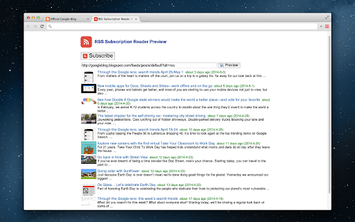 RSS Subscription Extension, Reader screenshot