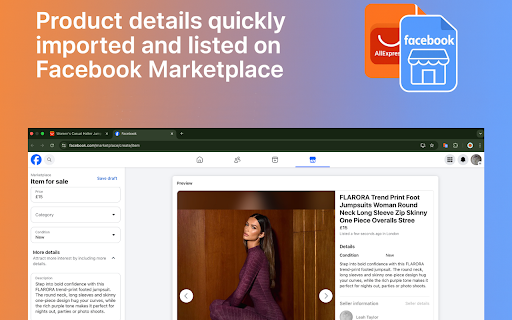 Import Aliexpress product to Facebook screenshot